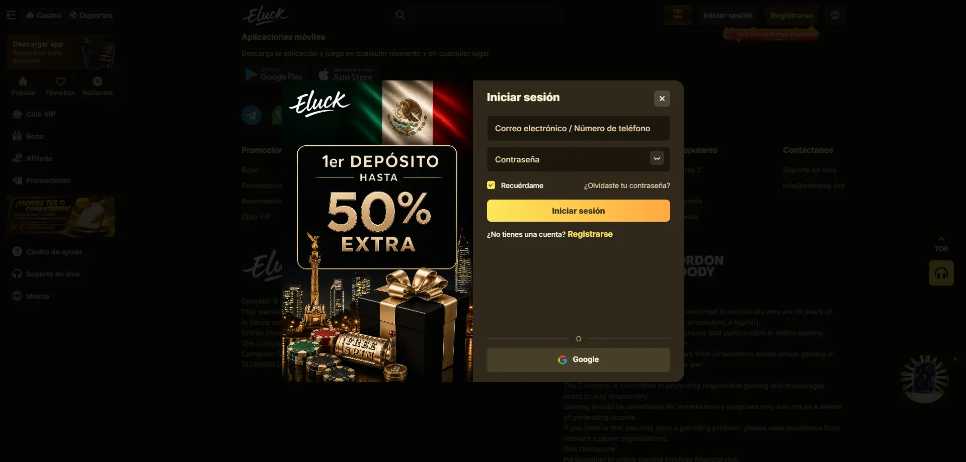 Verificación de cuenta en Eluck Casino para acceder a bonos