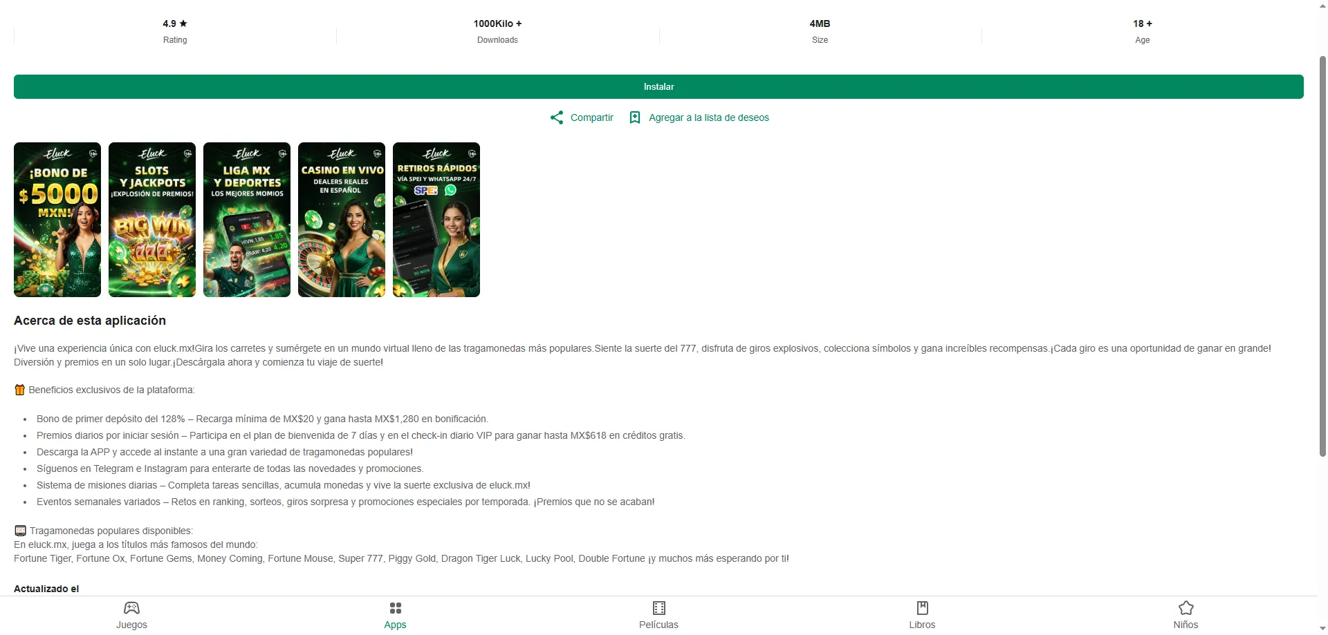 Descargar Eluck Casino app para Android e iOS en 2026