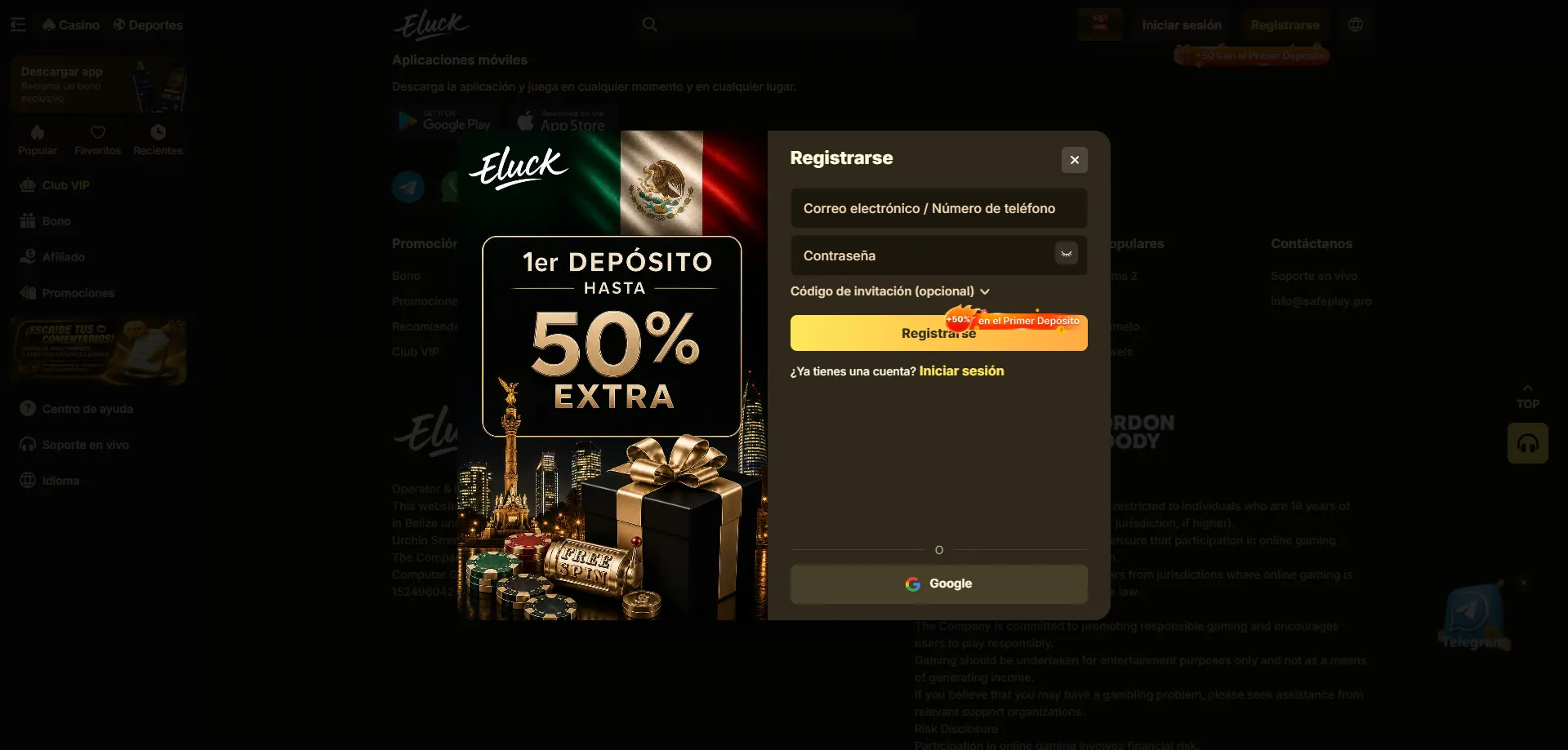 Registro rápido y sencillo en Eluck Casino en línea